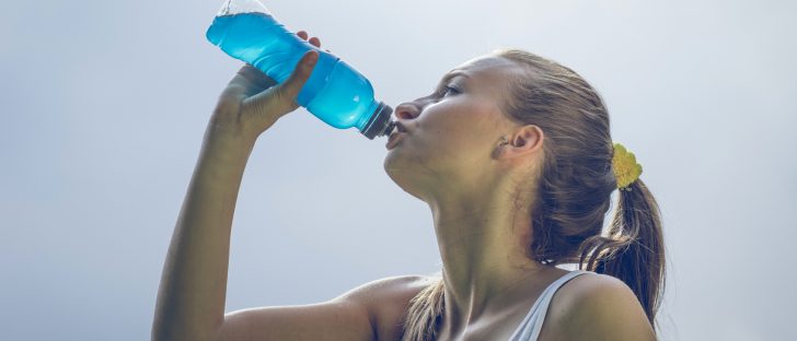 thirsty athlete with power drink